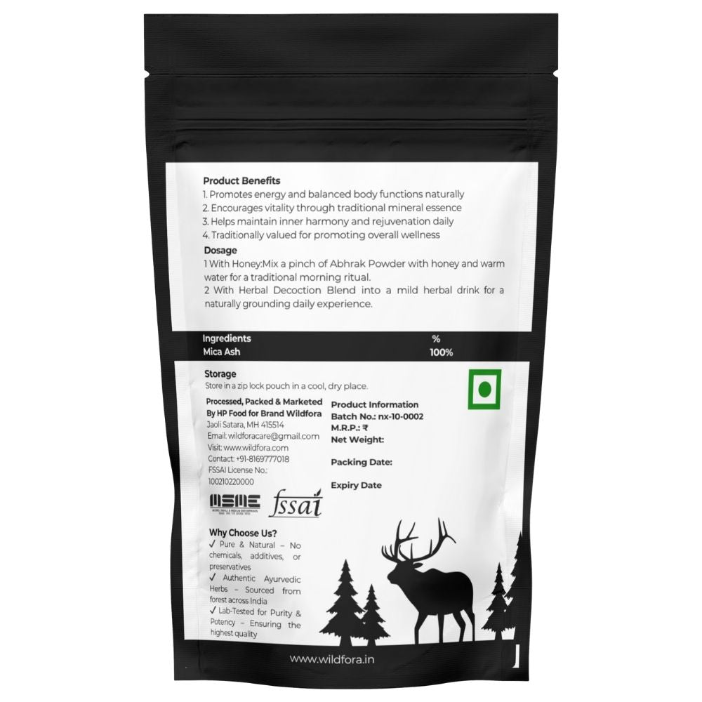 Abhrak Powder Bhasma, अभ्रक भस्म, Abhrak Mineral Churna, Wildfora Abhrak Powder, Natural Mineral Powder, Traditional Mineral Churna, Wild Forest Inspired Herbal Product.