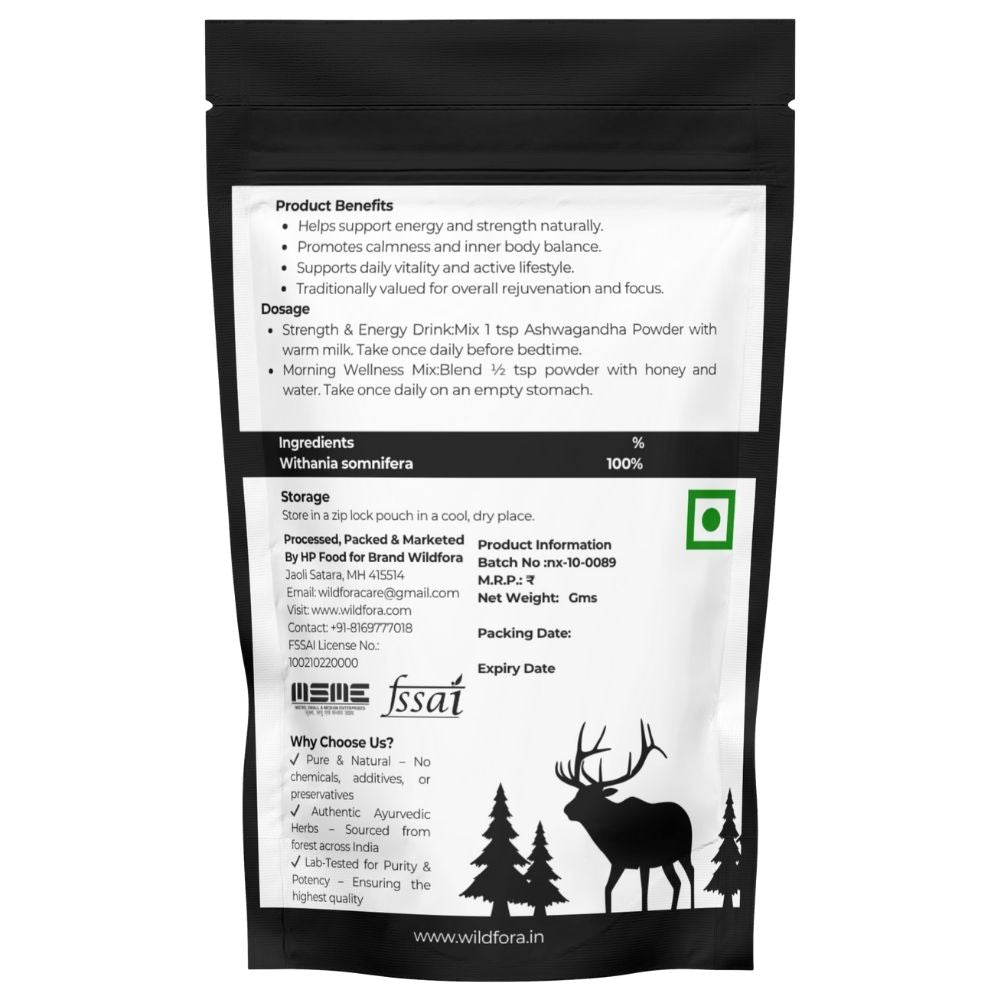 Ashwagandha Root Powder, Wildfora Ashwagandha Root Powder, Withania somnifera Powder, Natural Stress Relief, Energy Support, Immunity Support, Ashwagandha Churna, Ashwagandha Powder, Wild Forest Herbal, Organic Ashwagandha, Wildfora Herbal Product, Herbal Root Powder, Natural Energy Tonic, Wildfora Withania Somnifera, Herbal Adaptogen, Wildforest Ashwagandha Powder.