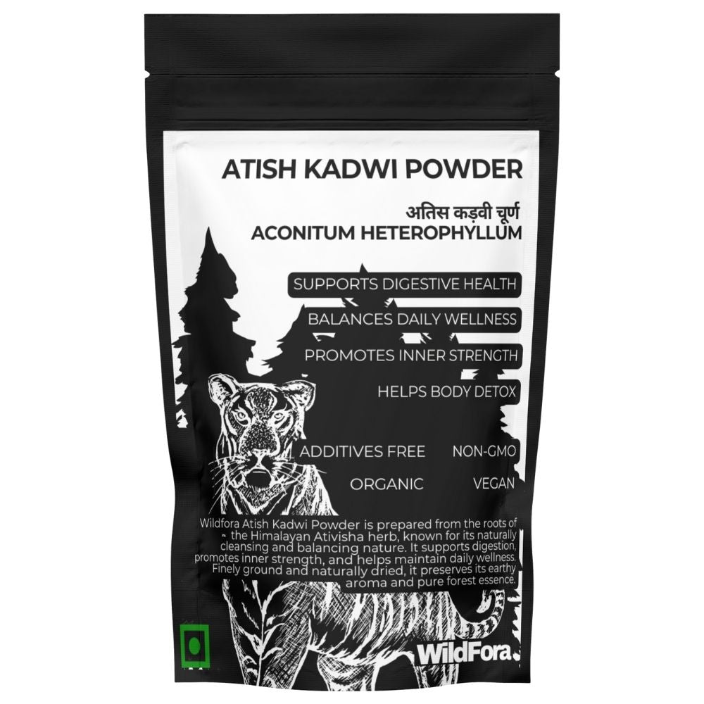 Atish Kadwi Powder, Wildfora Atish Kadwi Powder, Ativisha Bitter Powder, Atiwisha Powder, Ateesh Powder, Aconitum heterophyllum Powder, Ativisha Root, Ativisha Churna, Wild Forest Herbal, Wildfora Herbal Product, Natural Bitter Root Powder, Herbal Atees Powder, Organic Ativisha, Wildfora Aconitum Powder, Wildforest Atish Powder, herbal Root Powder, Natural Herbal Churna.