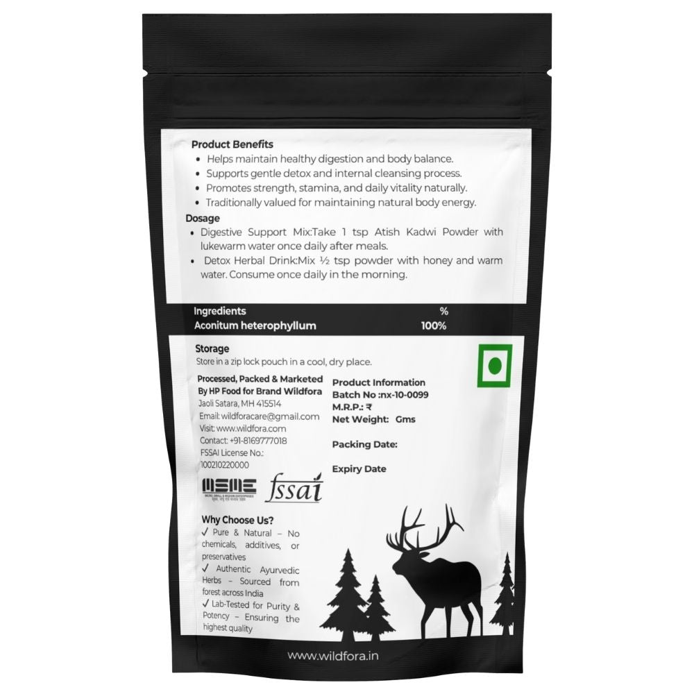 Atish Kadwi Powder, Wildfora Atish Kadwi Powder, Ativisha Bitter Powder, Atiwisha Powder, Ateesh Powder, Aconitum heterophyllum Powder, Ativisha Root, Ativisha Churna, Wild Forest Herbal, Wildfora Herbal Product, Natural Bitter Root Powder, Herbal Atees Powder, Organic Ativisha, Wildfora Aconitum Powder, Wildforest Atish Powder, herbal Root Powder, Natural Herbal Churna.