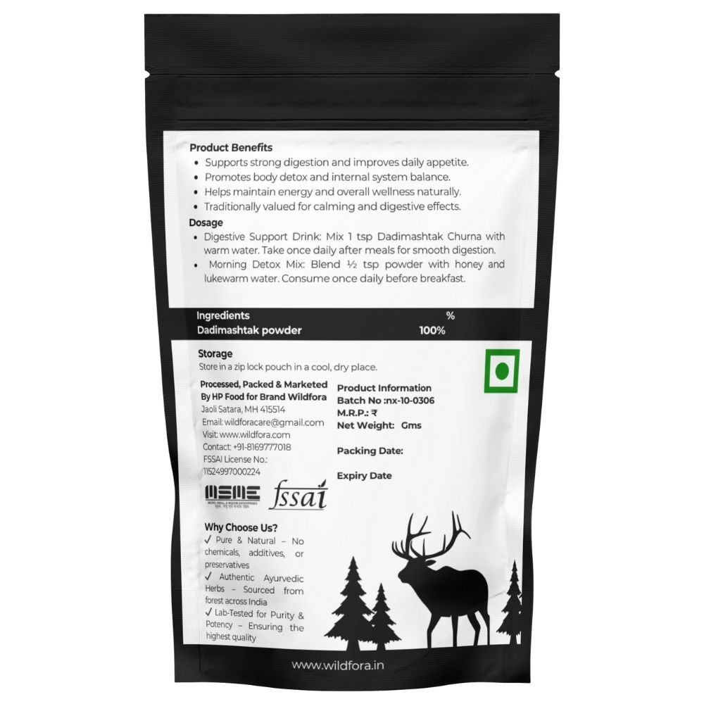 Wildfora Dadimashtak Churna, ददीमाष्टक चूर्ण, Dadimashtak Herbal Powder, Dadimashtaka Churna, Dadima Powder, Natural Herbal Blend, Punica granatum Powder, Wildfora Herbal Product, Forest Herbal Powder, Wild Dadimashtak Churna, Wildfora Natural Product, Herbal Fruit Powder, Organic Dadimashtaka Churna, Wildfora Forest Product, Herbal Forest Blend, Natural Churna Powder.