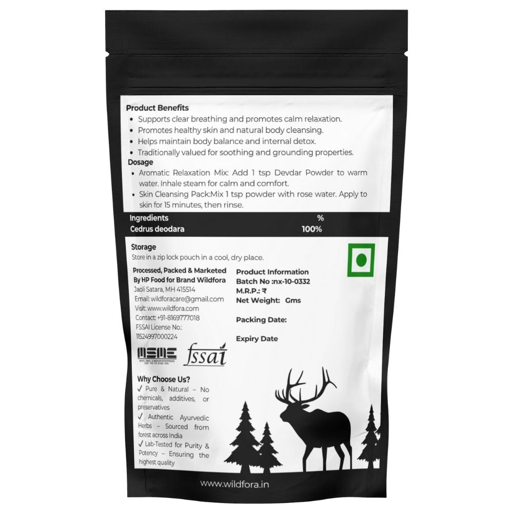 Wildfora Devdar Powder, Devdar Powder, देवदार पाउडर, Cedar Wood Powder, Cedrus Deodara Powder, Himalayan Cedar Powder, Wildforest Herbal Product, Forest Cedar Powder, Wildfora Natural Product, Wildfora Herbal Powder, Devadaru Churna, Forest Inspired Herbal Powder, Wildfora Cedar Wood Powder, Organic Devdar Powder, Natural Forest Ingredient.