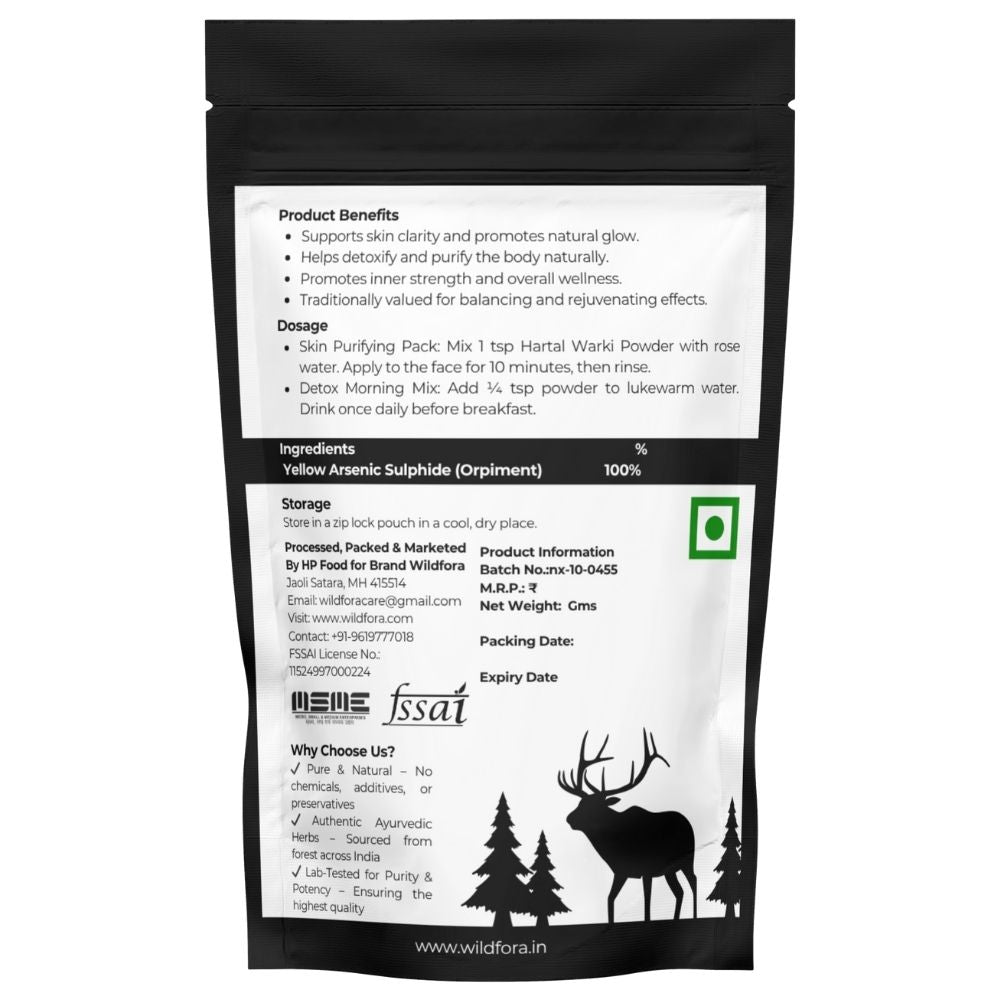Wildfora Hartal Warki Powder, Hartal Pili, Hartaal Pili, Hadtaal Pili, Yellow Arsenic Sulphide Powder, Hartal Yellow, Orpiment Powder, Arsenic Sulphide Mineral Powder, Wildforest Hartal Product, Wildfora Hartal Yellow, Natural Mineral Hartal, Hartal Yellow Churna, Herbal Mineral Powder, Wildfora Natural Powder, Forest Hartal Product, Wildfora Yellow Hartal Powder.