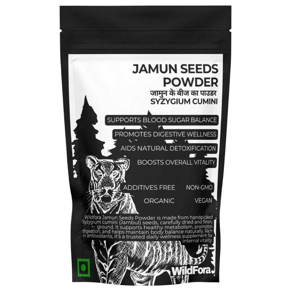 Wildfora Jamun Seeds Powder, Jamun Beej Powder, Jambul Seed Powder, Syzygium cumini Powder, Natural Jamun Powder, Wildfora Herbal Powder, Organic Jamun Seeds, Wild Forest Jamun Seed Powder, Wildfora Jamun Powder, Herbal Jamun Seeds, Jamun Beej Churna, Forest Grown Jamun Powder, Natural Seed Powder, Herbal Fruit Powder, Wildfora Natural Product.