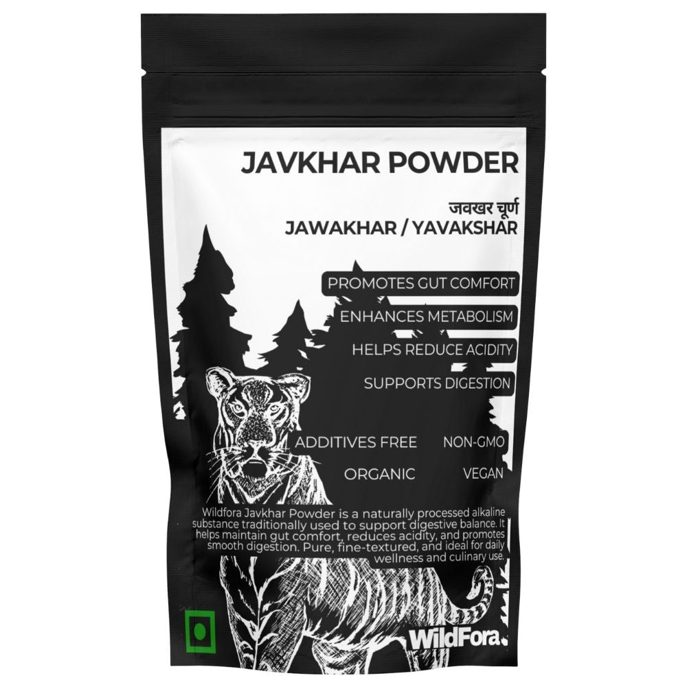 Wildfora Javkhar Powder, Javkhar Powder, Jawakhar Powder, Java Khar Powder, Yavakshar Powder, Natural Javkhar, Herbal Javkhar, Jawahar Khar, Traditional Khar Powder, Natural Alkaline Powder, Wildfora Herbal Powder.