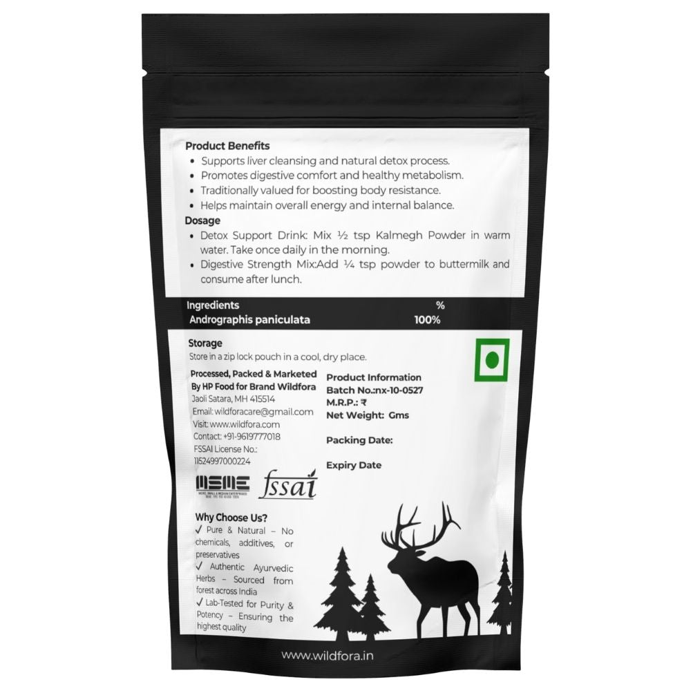 Kalmegh Powder, Kalmegh Churna, वन कालमेघ पाउडर, Chirayta Hara Powder, Andrographis Paniculata Powder, Wildfora Kalmegh Powder, Herbal Kalmegh, Natural Bitter Herb Powder.