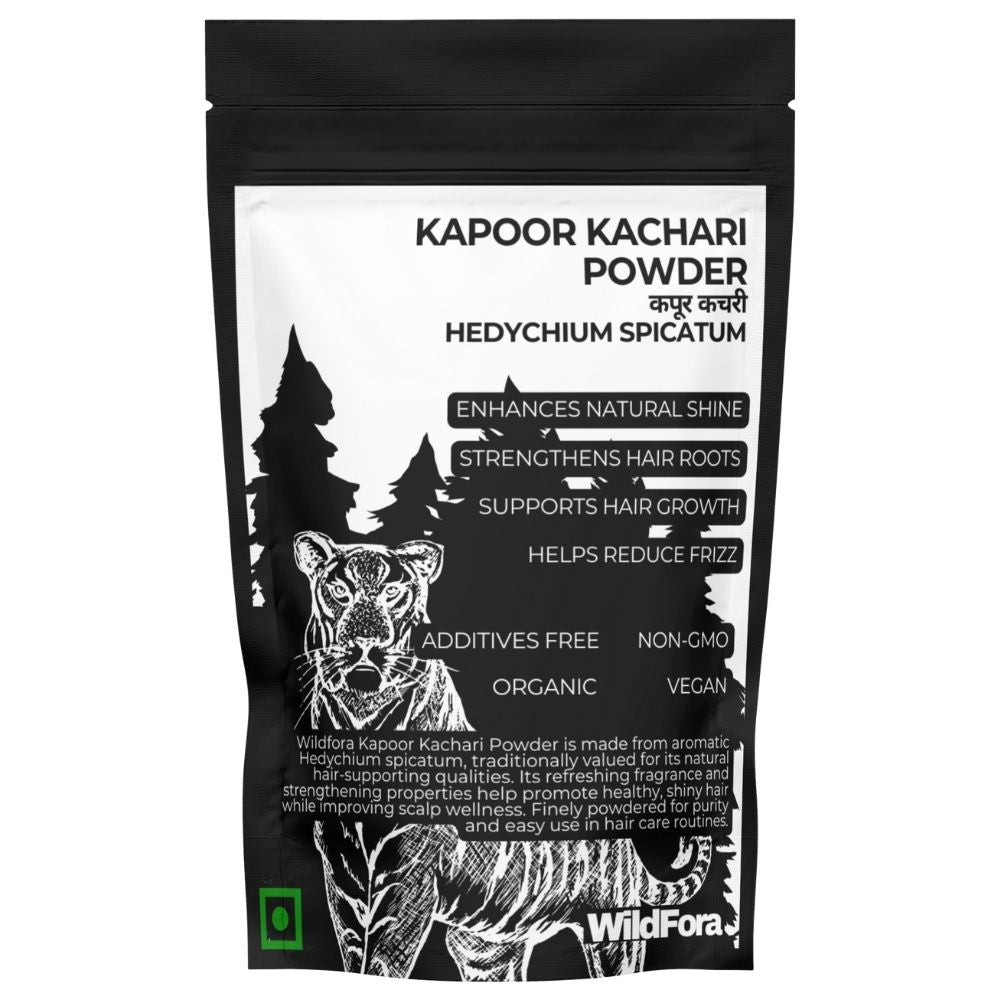 Kapoor Kachari Powder, Kapur Kachri Powder, Ekangi Powder, Hedychium Spicatum Powder, Herbal Hair Powder, Natural Aroma Root Powder, Wildfora Kapoor Kachari, Kapoor Kachari Churna, Fragrant Herbal Powder.