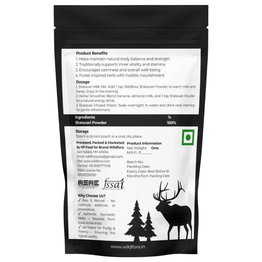 Shatavari Powder, Sitawar Safed, Wildfora Shatavari, Asparagus racemosus, शतावरी पाउडर, Wild Forest Herbal Powder, Natural Energy Support, herbal Herb, Wildfora Products, Adaptogenic Root, Herbal Tonic Powder