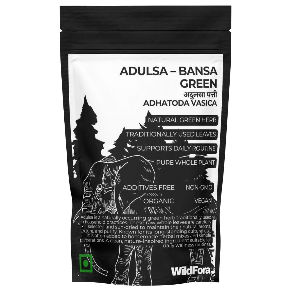 Adulsa whole raw herb, Bansa Green whole leaves, Malabar Nut Vasa Adusha Adhatoda Vasaka, Wildfora Adulsa leaves, raw Vasa herb, natural Adhatoda whole leaves, forest Vasa herb, herbal malabar nut leaves, dried Vasa leaves